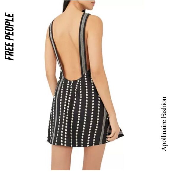 FREE PEOPLE JUNI MINI DRESS IN BLACK NWT LARGE - Picture 4 of 8